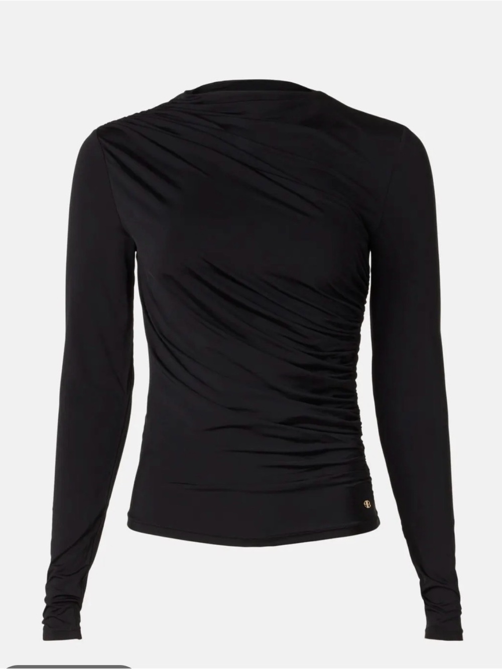 Black Ruched Long-Sleeve Tee